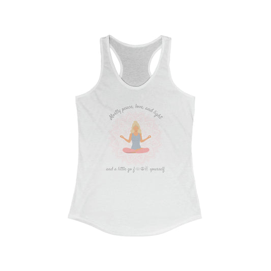 Mostly Peace Love and Light Women's Yoga Tank Top - Namaste - Yoga Tank Top - Go F Yourself - Funny Women's Gym Tank