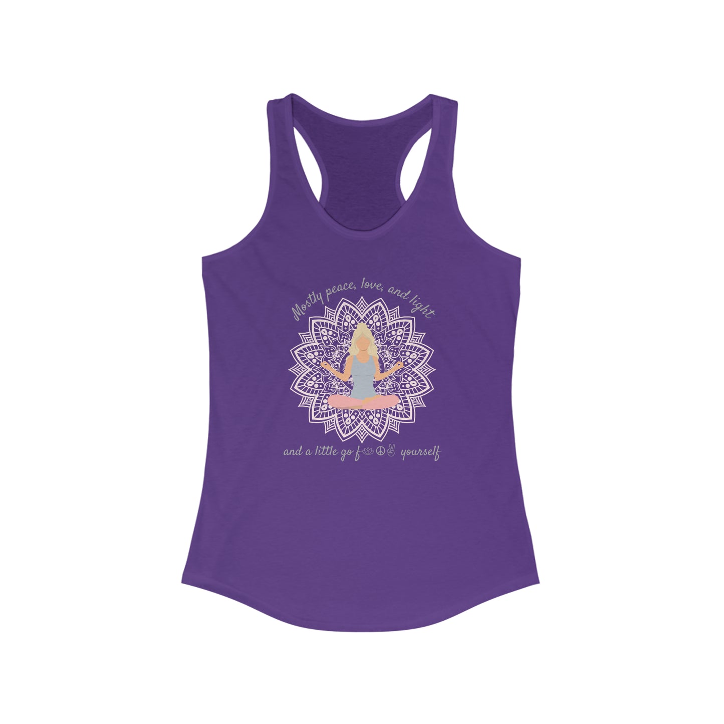 Mostly Peace Love and Light Women's Yoga Tank Top - Namaste - Yoga Tank Top - Go F Yourself - Funny Women's Gym Tank