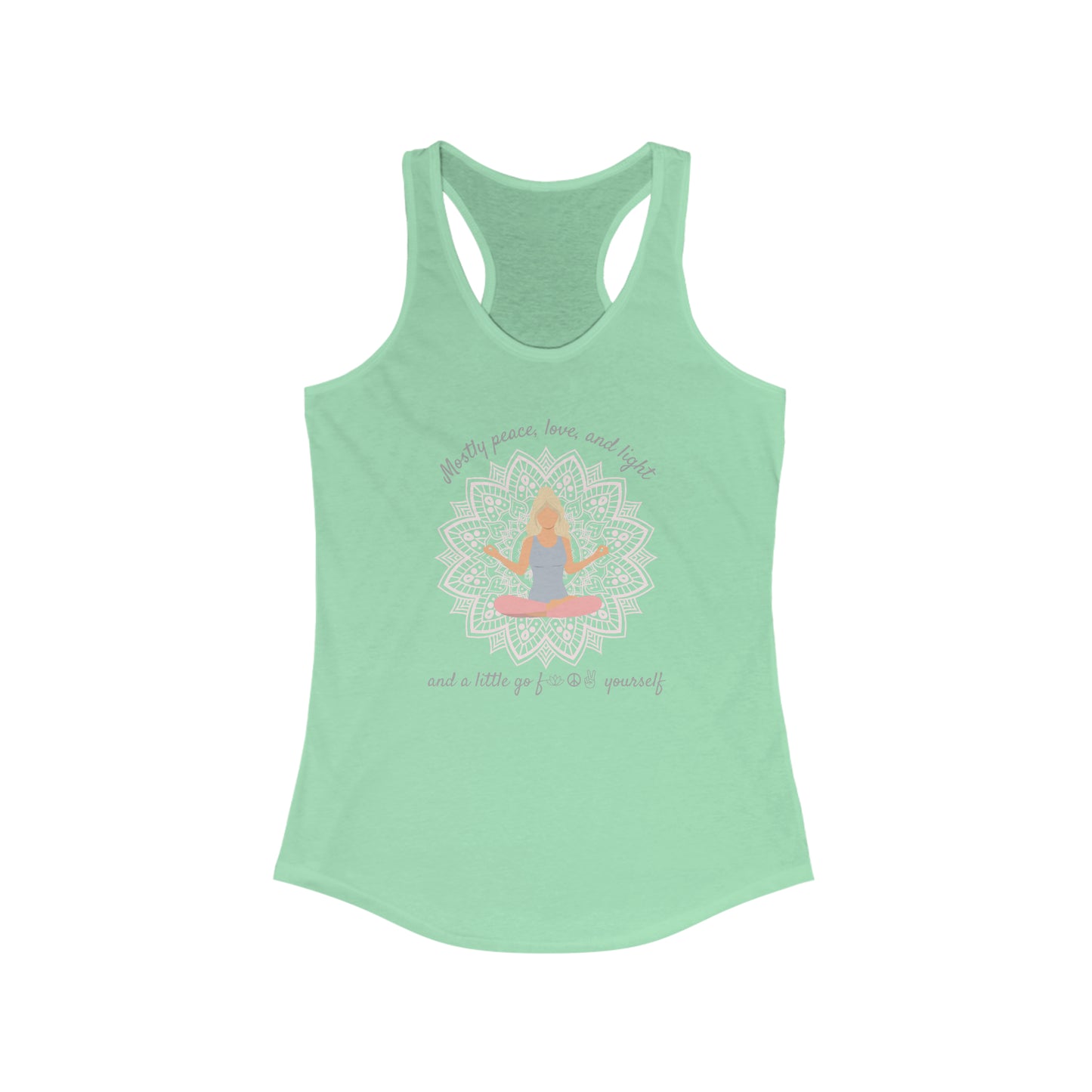 Mostly Peace Love and Light Women's Yoga Tank Top - Namaste - Yoga Tank Top - Go F Yourself - Funny Women's Gym Tank