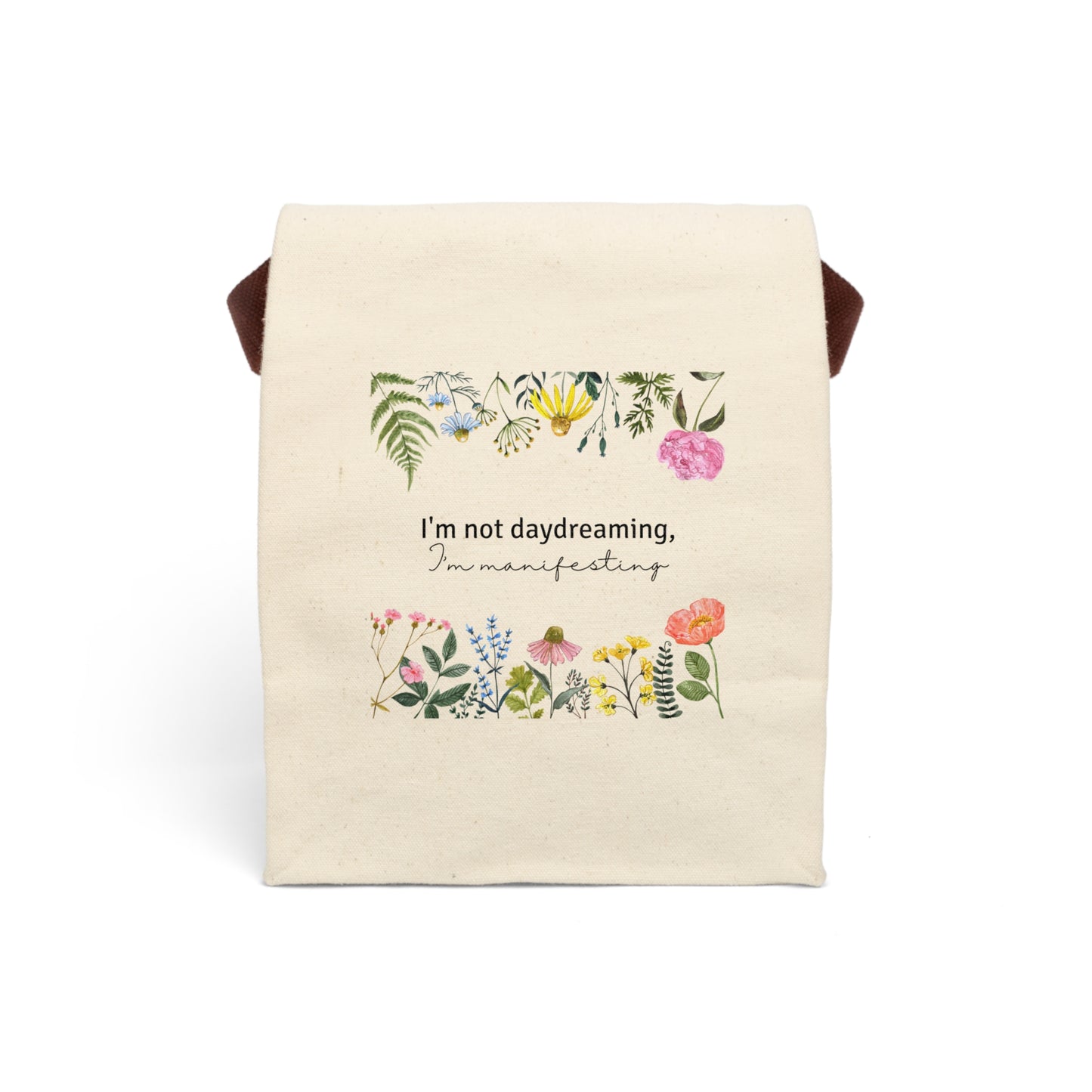 I'm Not Daydreaming I'm Manifesting - Boho Chic Botanical Floral Paper bag Style Lunchbox