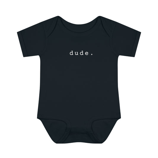 Dude Infant Baby Bodysuit - New Baby Gift - Modern Minimalist Baby Bodysuit - Baby Shower Gift - Dude Baby Shirt