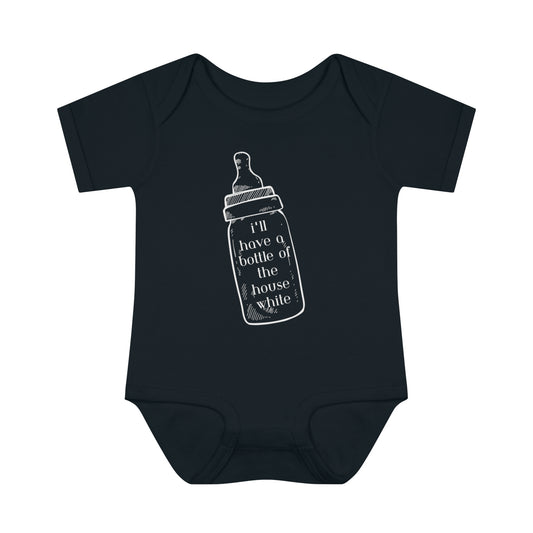 I'll Have A Bottle Of The House White Baby Bodysuit - Baby Bottle Infant Outfit - Modern Baby Outfit - Modern Minimalist Baby - Funny Baby Outfit