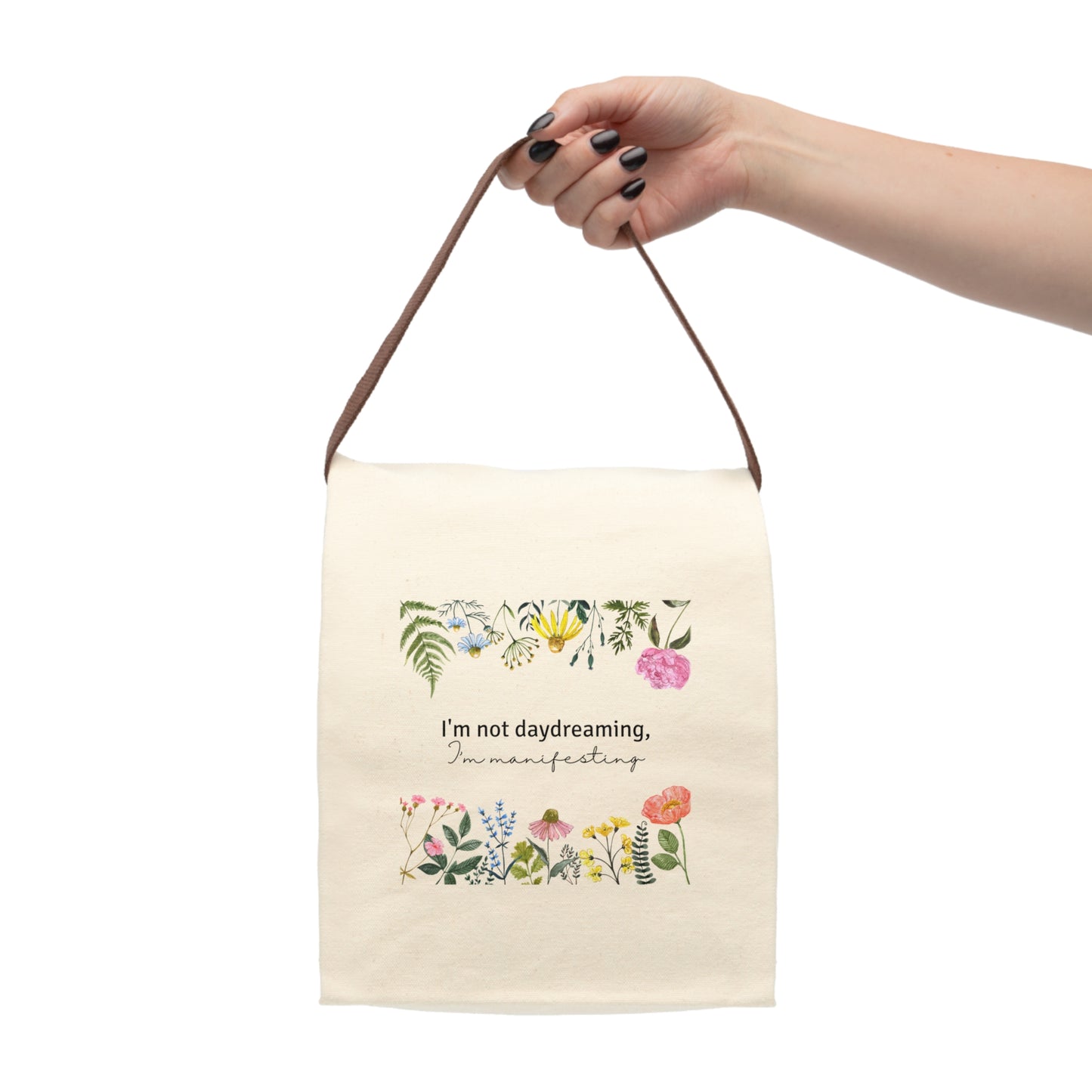 I'm Not Daydreaming I'm Manifesting - Boho Chic Botanical Floral Paper bag Style Lunchbox