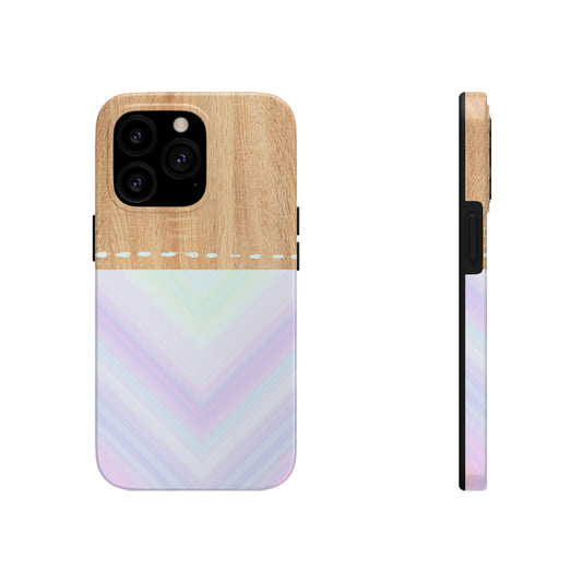 Modern Minimalist Festival inspired woodgrain phone Case - Woodgrain and Geometric -  Boho ChicTough Phone Cases, Pastel, Festival Inspired