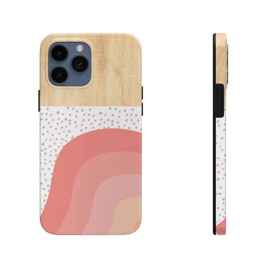 Modern Boho Chic Woodgrain Phone Case Pastel and Chia Seed design